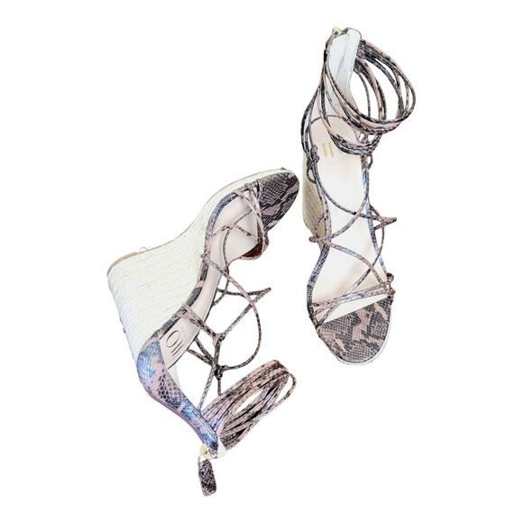 Jlo Jennifer Lopez Callie Strappy Back Zip EspadrilleWedge Sandal - Picture 4 of 8